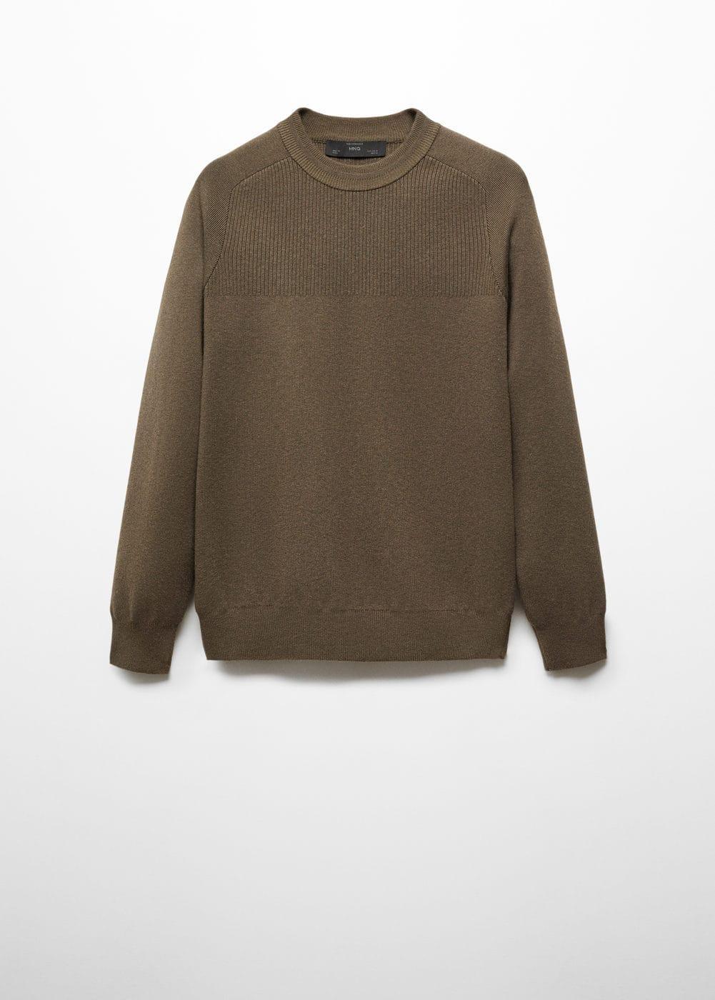 MANGO MAN - Stretch sweater with ribbed detail khakiMen Product Image