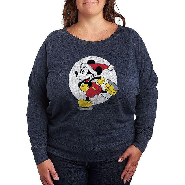 Disneys Mickey Mouse Plus Size Skating Lightweight French Terry Sweatshirt, Girls Grey Blue Product Image