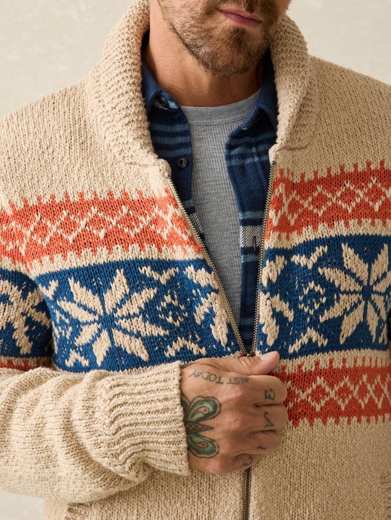 Surf To Snow Zip Cardigan - Pacific Wheat Product Image