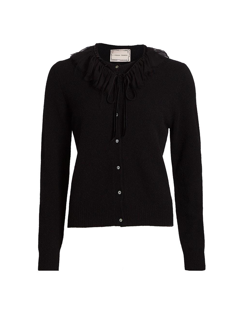 Womens Tulle-Trim Brushed Wool Cardigan Product Image