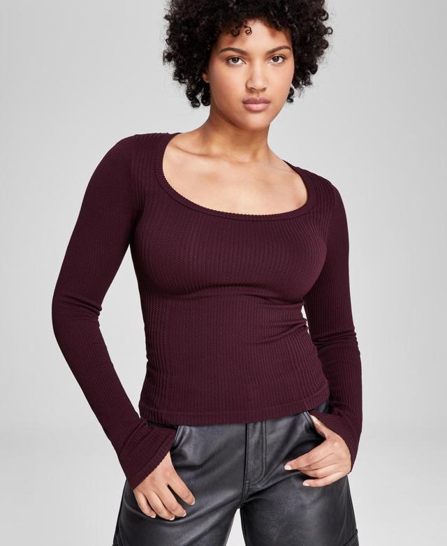 And Now This Womens Scoop-Neck Fitted Long-Sleeve Thermal Top, Created for Macys Product Image