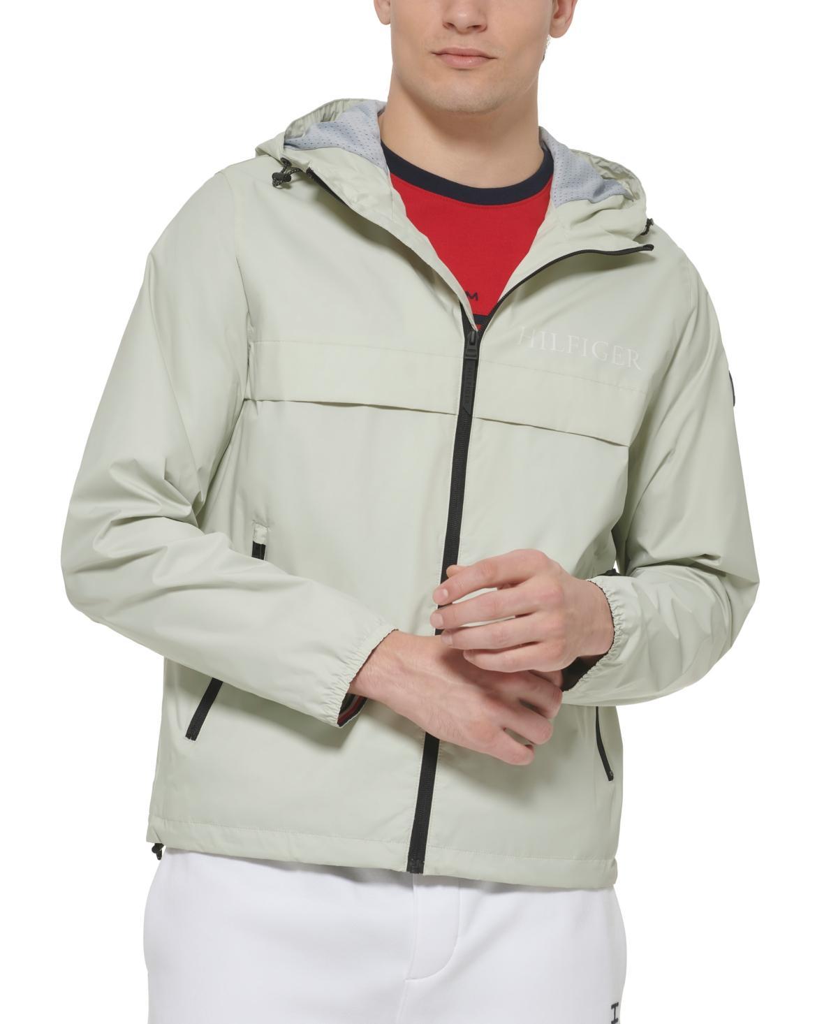 Tommy Hilfiger Mens Stretch Hooded Zip-Front Rain Jacket Product Image