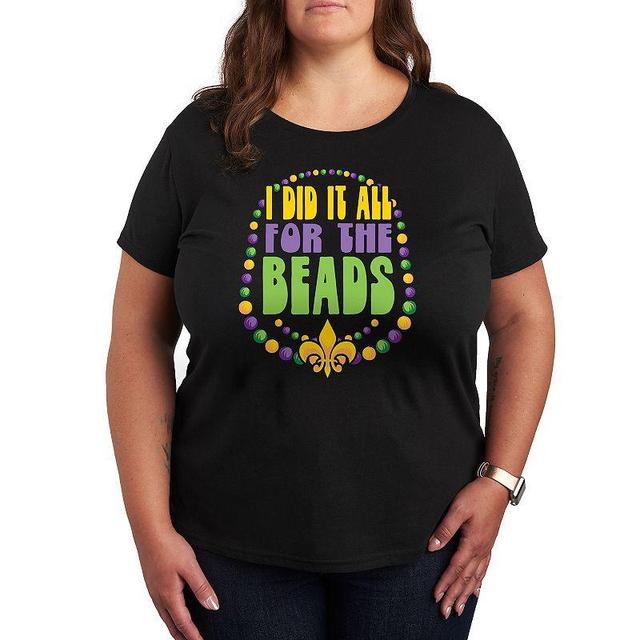 Plus Size I Did It All For The Beads Graphic Tee, Womens Black Product Image