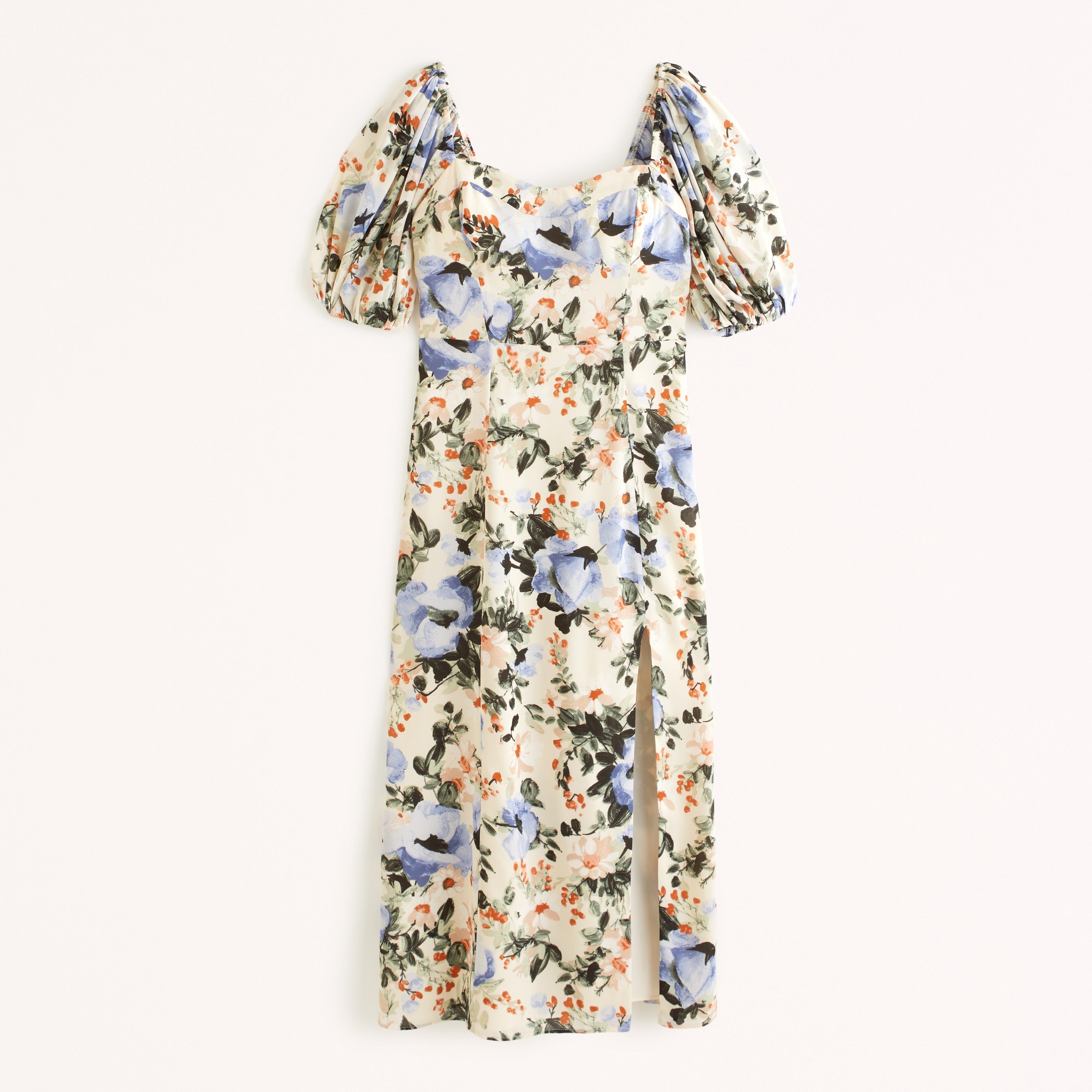 The A&F Camille Puff Sleeve Midi Dress Product Image