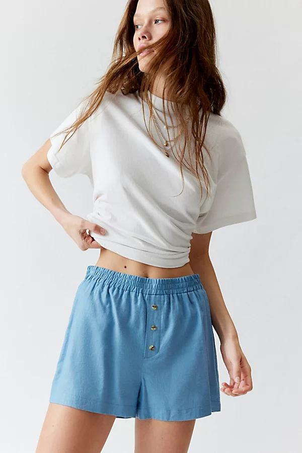 Urban Renewal Made In LA EcoVero Linen Button Front Boxer Short Womens at Urban Outfitters Product Image