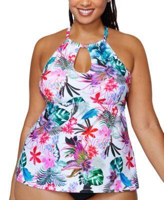 Raisins Curve Trendy Plus Size Rosalie Keyhole Tankini Top Product Image