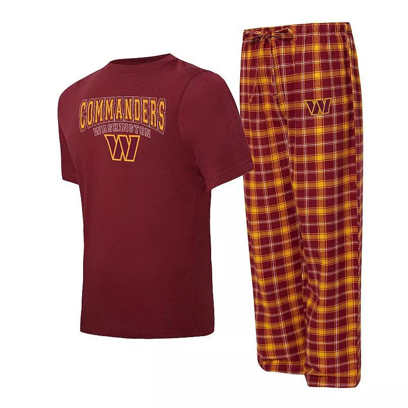 Mens Concepts Sport Burgundy/Gold Washington Commanders Arctic T-Shirt & Pajama Pants Sleep Set Product Image