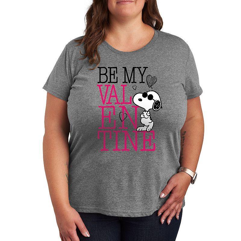 Plus Size Peanuts Be My Valentine Graphic Tee, Womens Grey Gray Product Image