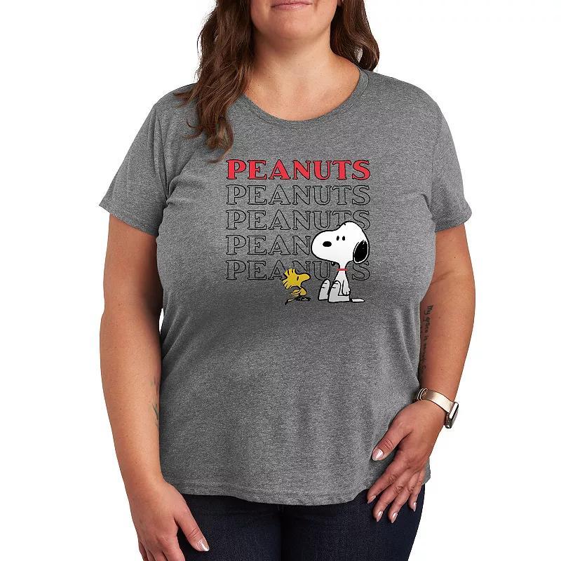 Plus Peanuts Snoopy Woodstock Logo Graphic Tee, Womens Product Image