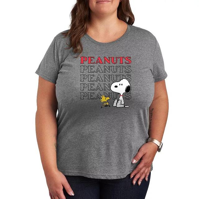 Plus Peanuts Snoopy Woodstock Logo Graphic Tee, Womens Product Image