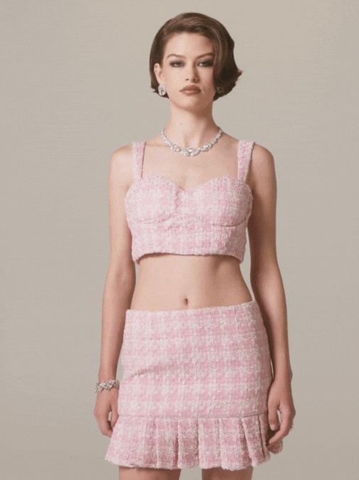 Chelsea Tweed Skirt Set  (Pink) (Final Sale) Product Image