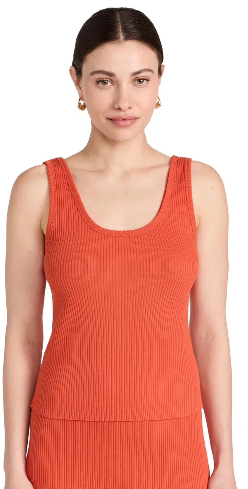 Scoop-neck Rib Tank Top In Ruby Dusk product image