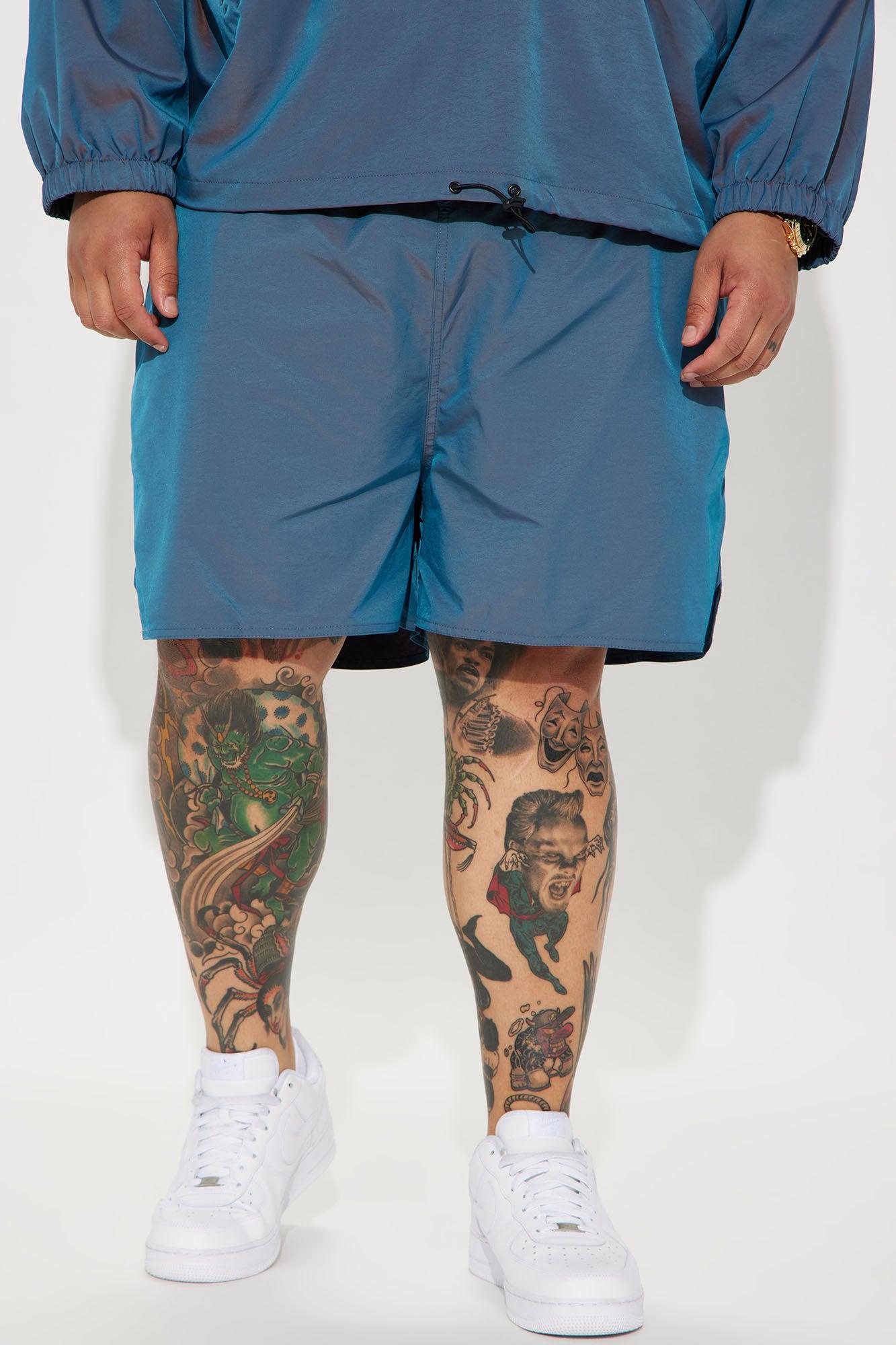 Stormy Iridescent Nylon Shorts - Blue Product Image