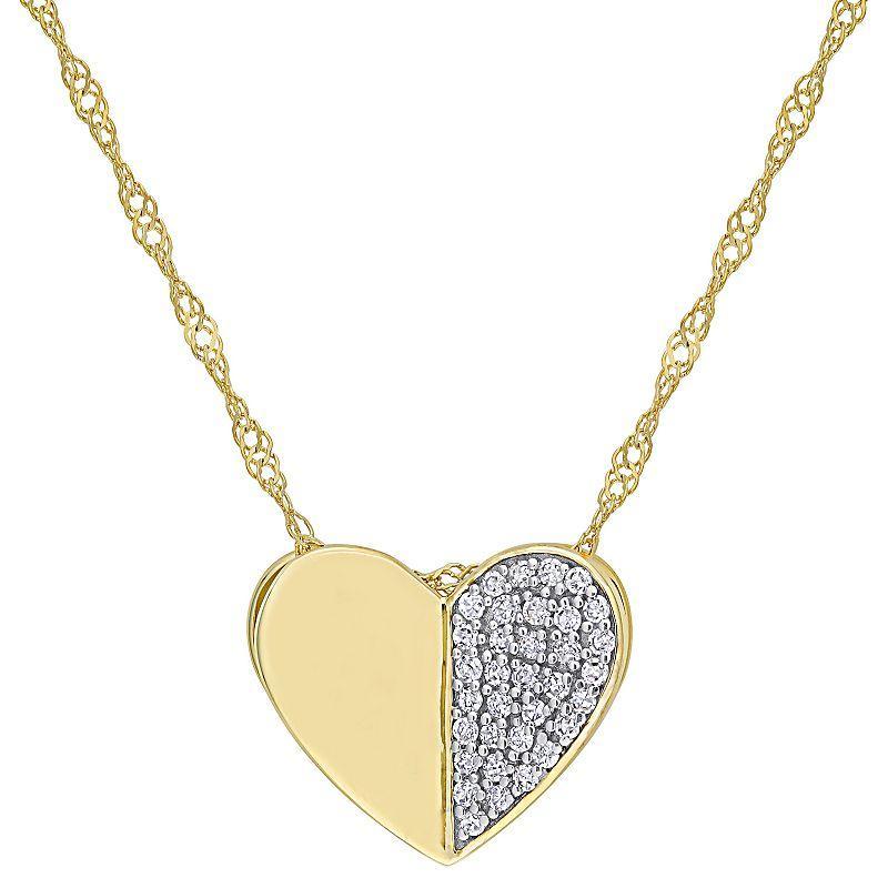 Stella Grace 10k Gold 1/10 Carat T.W. Diamond Heart Pendant Necklace, Womens Product Image