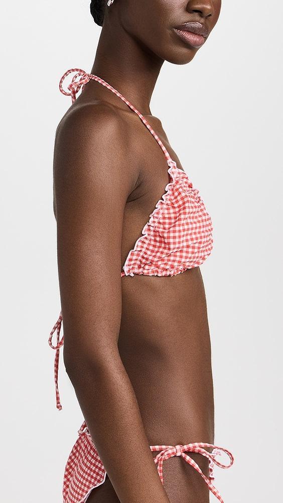 Good American Gingham Lattice Edge Bikini Top | Shopbop Product Image