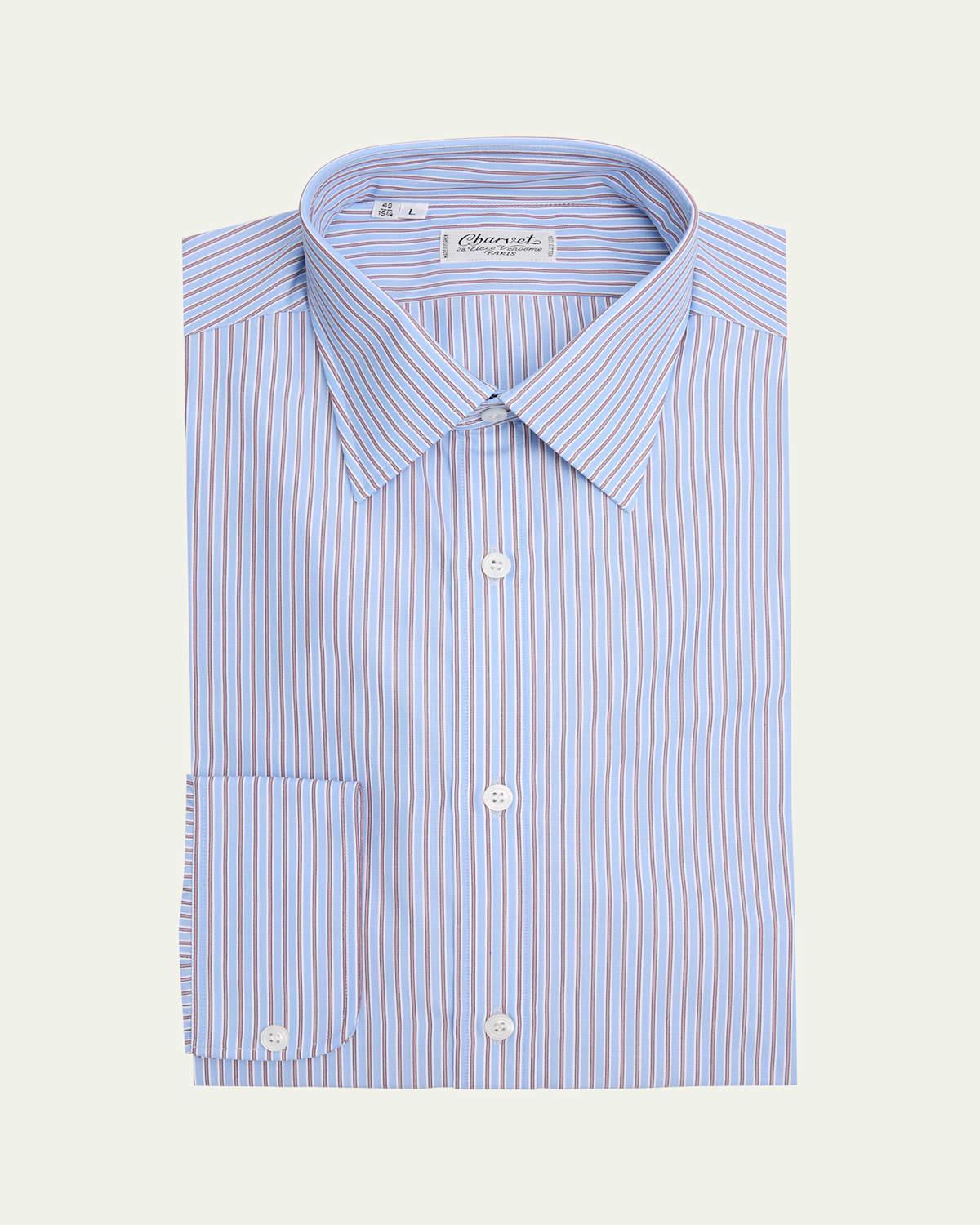 Mens Cotton Multi-Stripe Dress Shirt Product Image