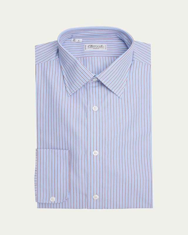 Mens Cotton Multi-Stripe Dress Shirt Product Image