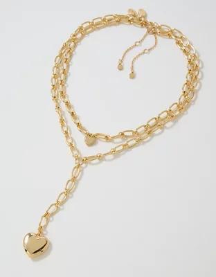 Aerie Bubble Heart Chain Necklace 2-Pack Product Image