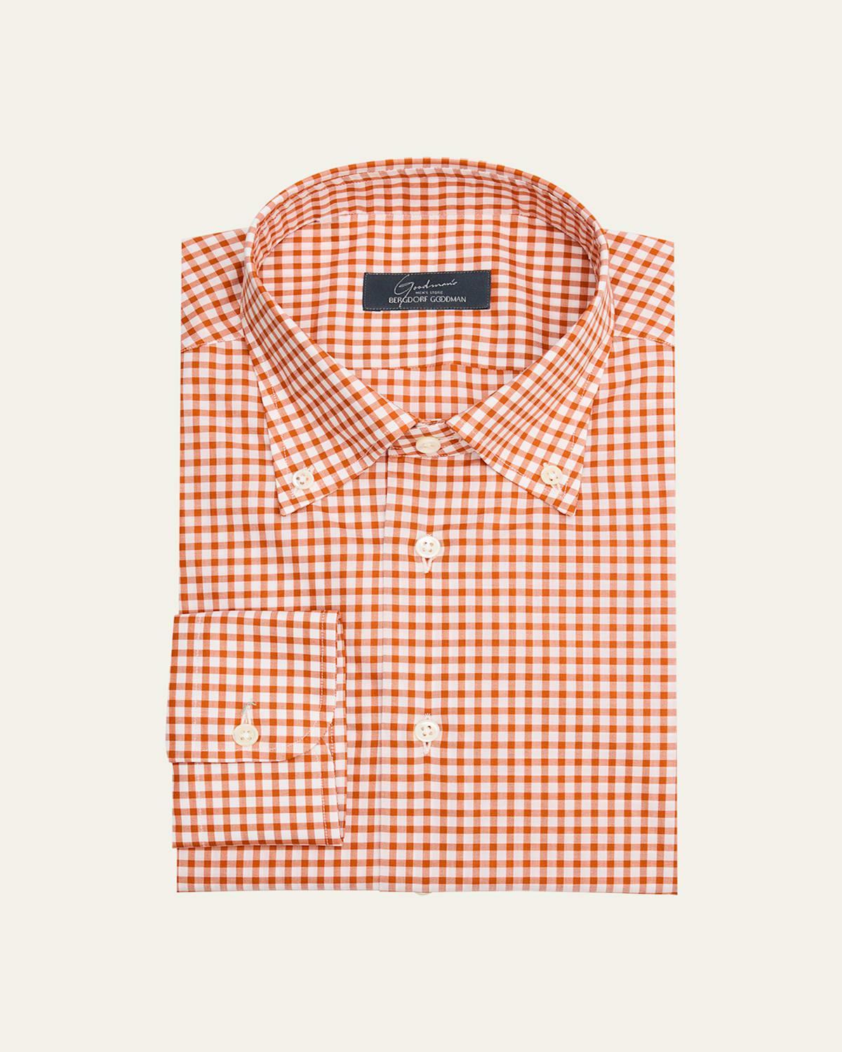 Mens Cotton Gingham Check Sport Shirt Product Image