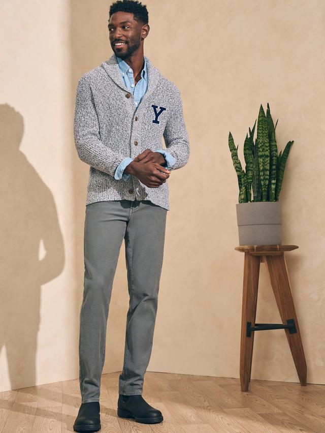 Marled Cotton Yale Logo Cardigan - Light Grey Marl Male Product Image