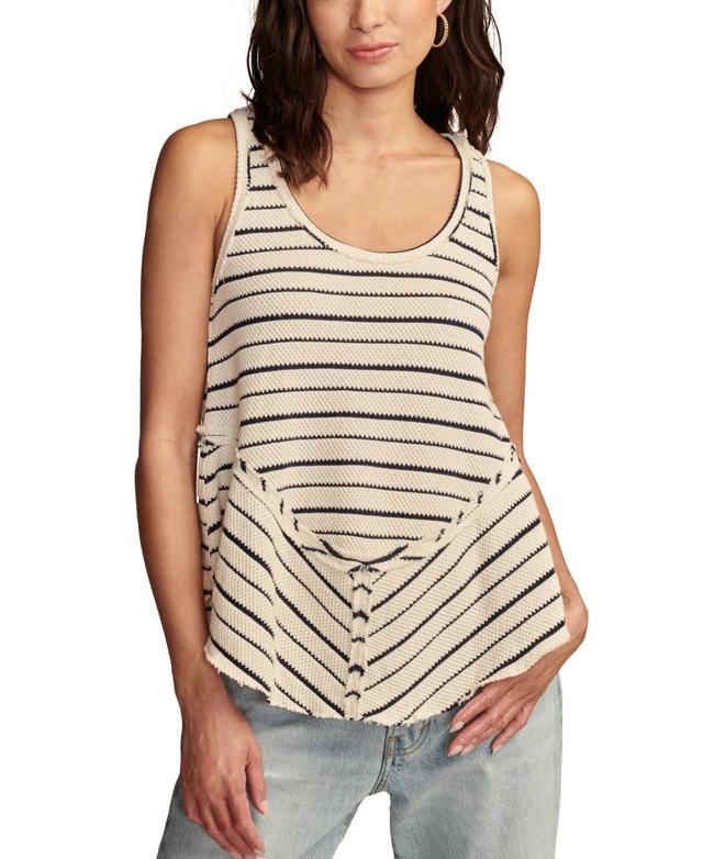 Lucky Brand Womens Cotton Striped Crotchet Tank Top Product Image