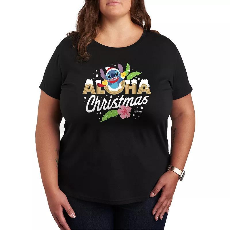 Disneys Lilo and Stitch Plus Size Aloha Christmas Graphic Tee, Womens Product Image