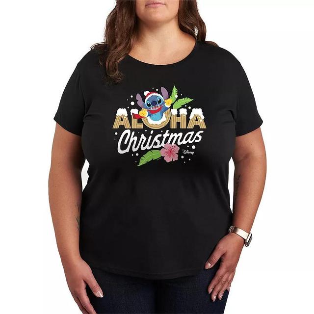 Disneys Lilo and Stitch Plus Size Aloha Christmas Graphic Tee, Womens Product Image