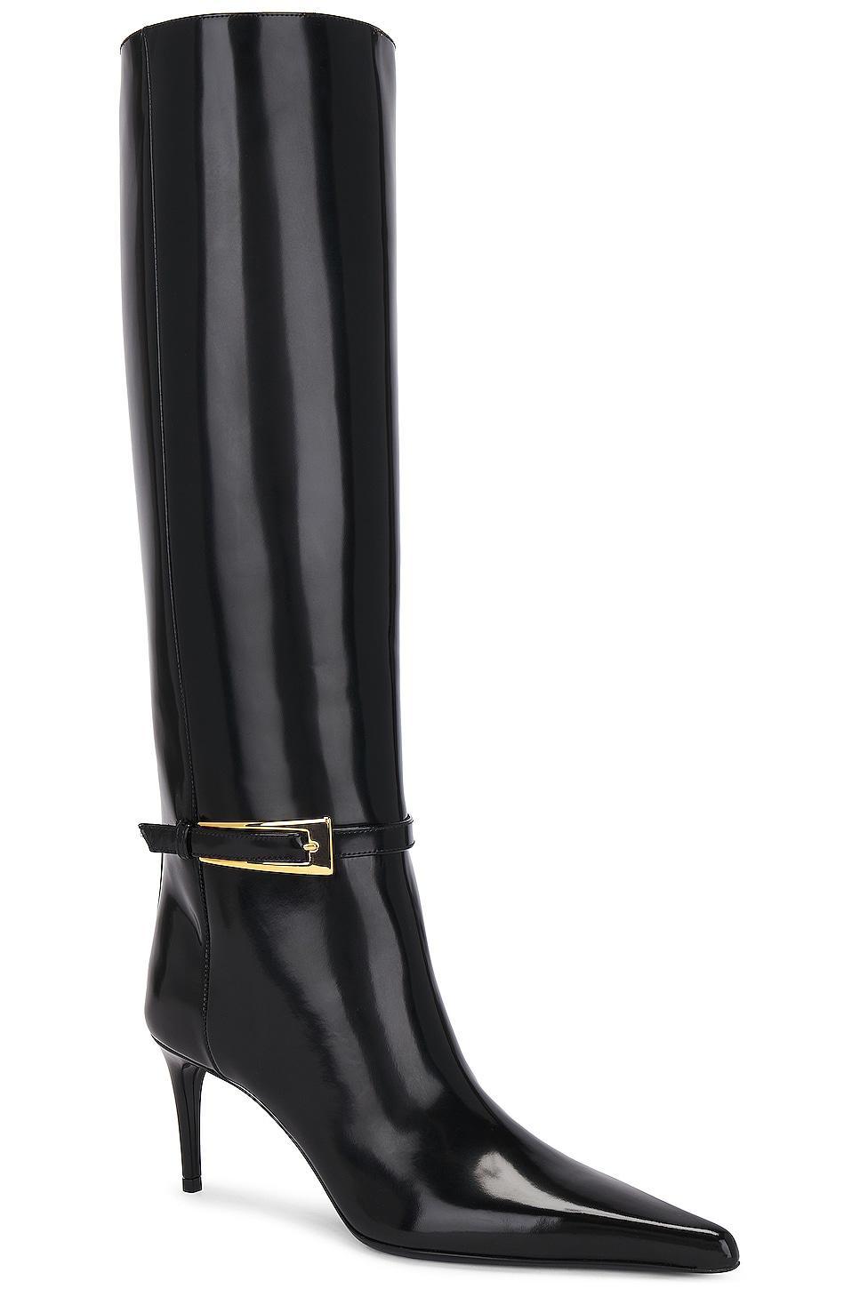 Saint Laurent Lee Buckle Boot in Nero - Black. Size 39 (also in 36, 36.5, 37.5, 38, 38.5). Product Image