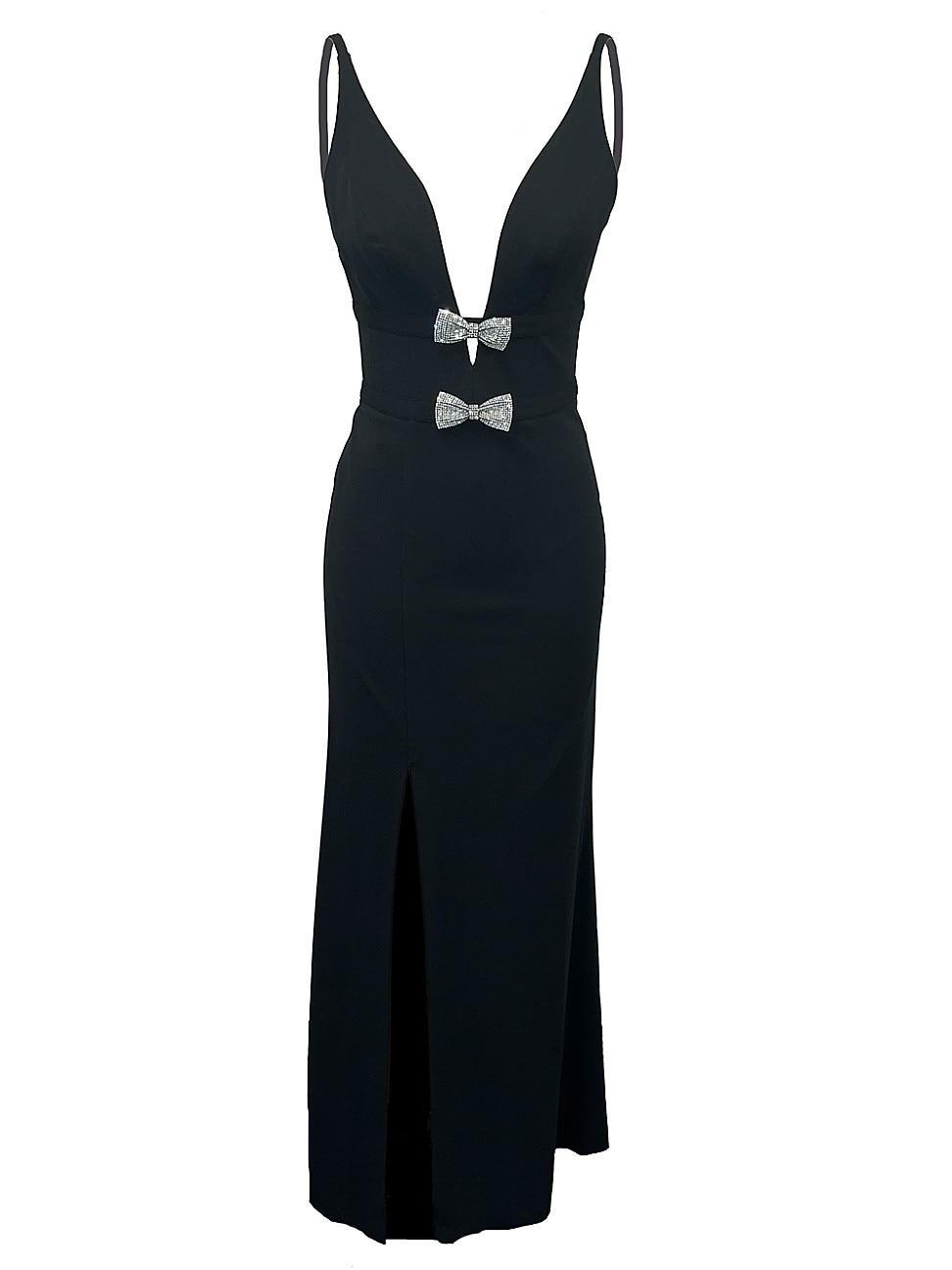 Womens Viola Bow-Detailed Crepe Mermaid Gown Product Image