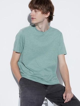 Mens Supima Cotton Crew Neck T-Shirt Green Small UNIQLO US Product Image