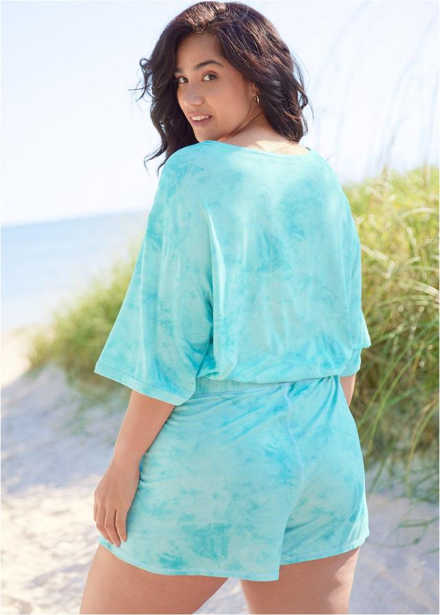 Short Sleeve Cover-Up - Aqua Reef & Pearl White Product Image