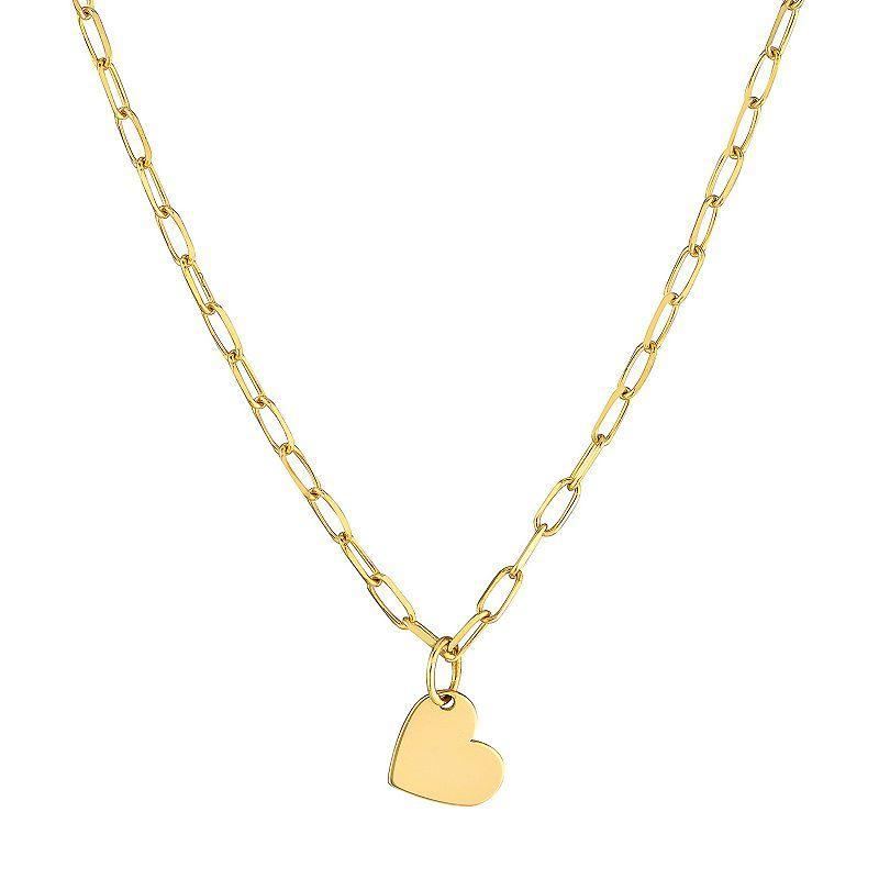 14k Gold Tilted Heart Necklace, Womens Product Image