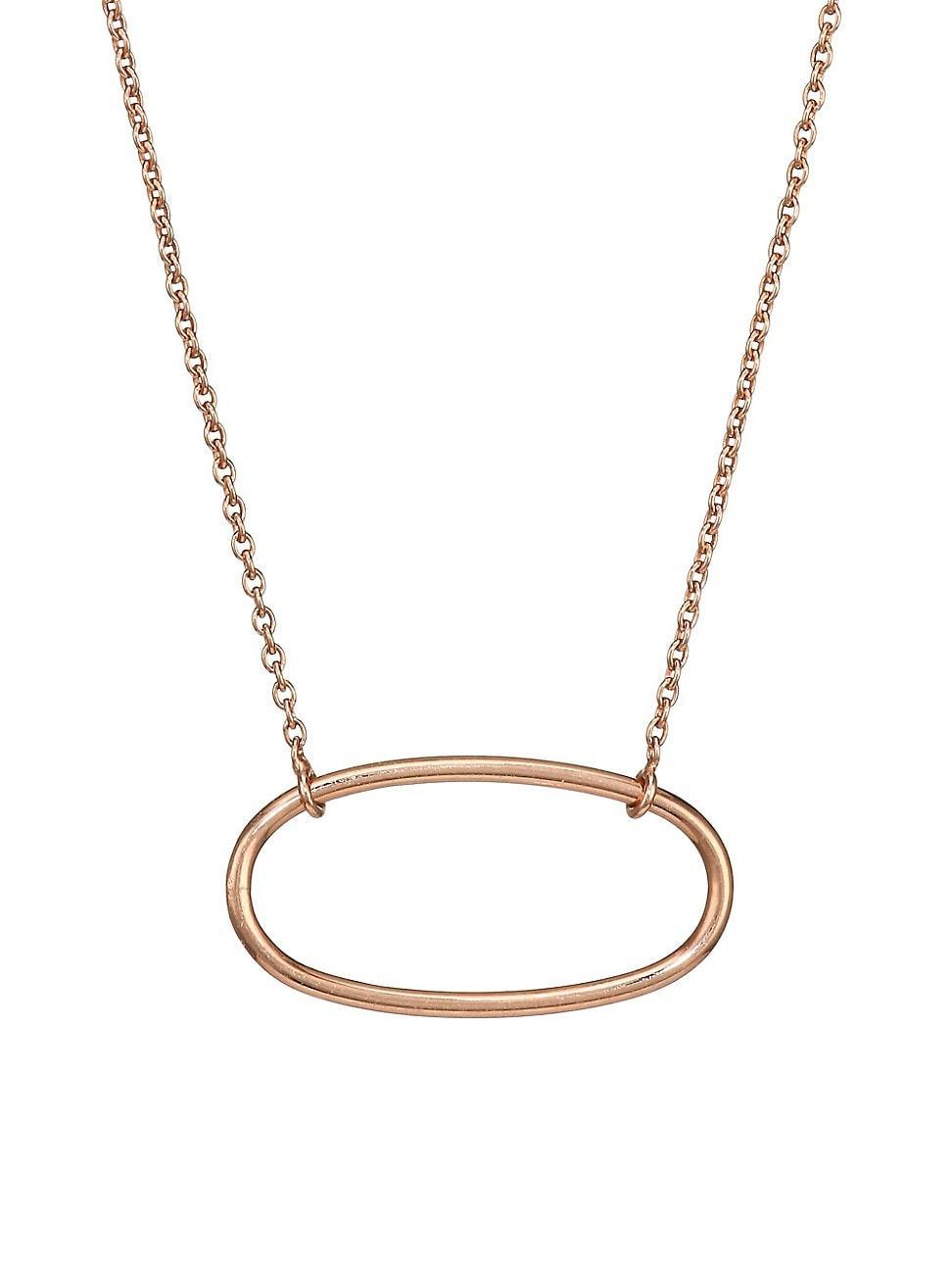 Womens 18K Rose Gold Mini Ellipse Pendant Necklace Product Image