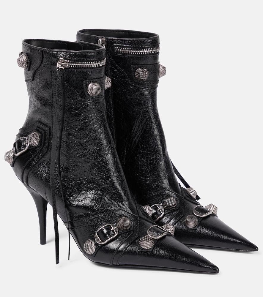 BALENCIAGA Cagole Leather Ankle Boots In Black/pallad Inv Product Image