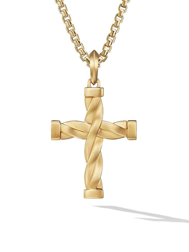 Mens DY Helios Cross Pendant in 18K Gold, 48mm Product Image