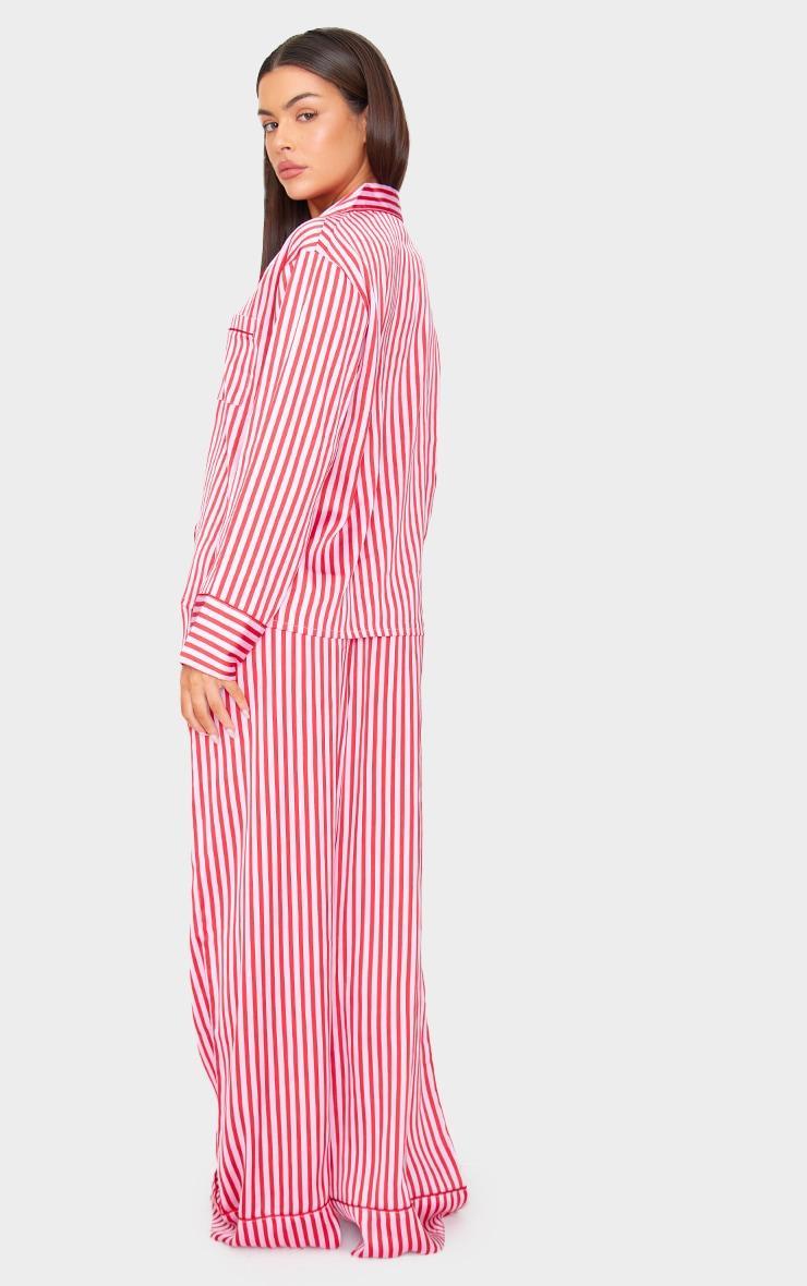 Pink Candy Stripe Satin Long Pj Set Product Image