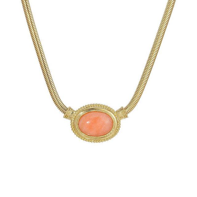 1928 Gold Tone Peach Oval Necklace, Womens, Orange Product Image