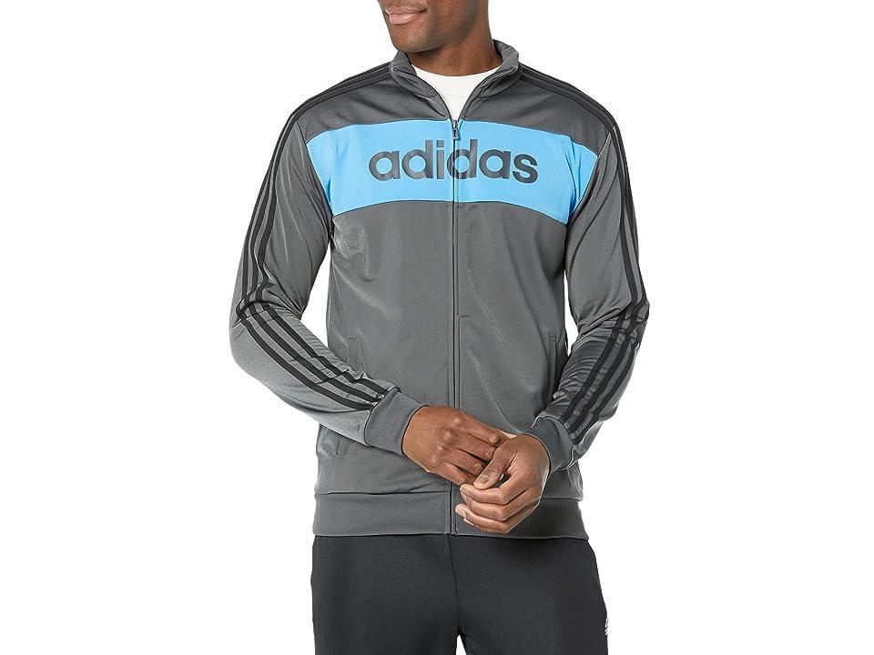 adidas Big Tall Essentials Tricot 3-Stripes Linear Track Jacket (Grey Six) Men's Clothing Product Image