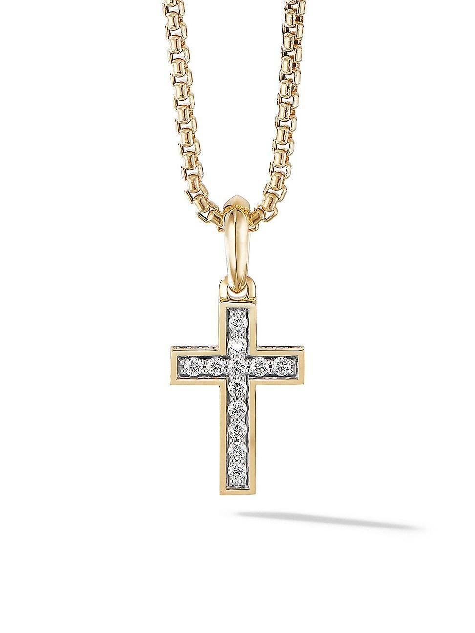 Mens Streamline Cross Pendant in 18K Yellow Gold Product Image