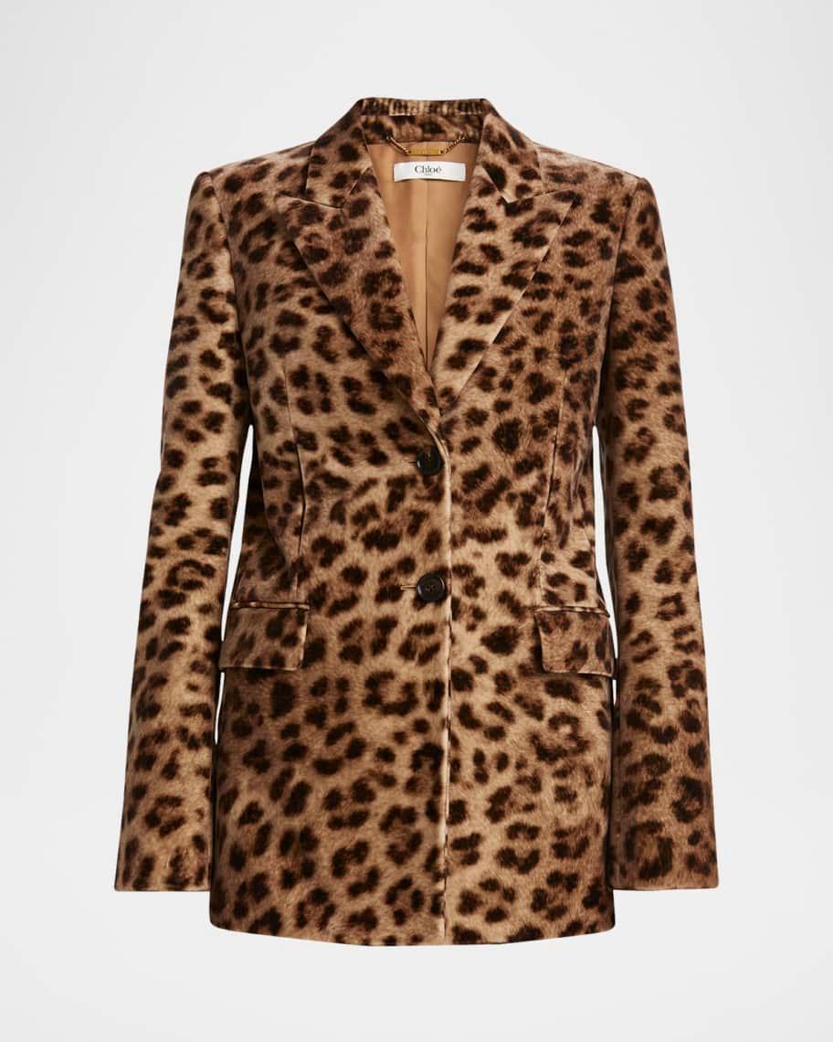 Leopard-Print SIngle-Breasted Jacket Product Image