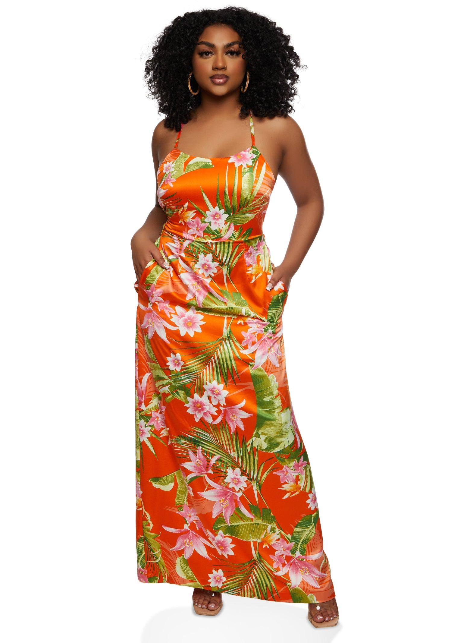 Womens Haute Monde Tropical Print Cami Maxi Dress Product Image