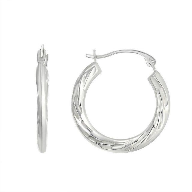 Patterned Hoop Earrings in 10k White Gold Product Image