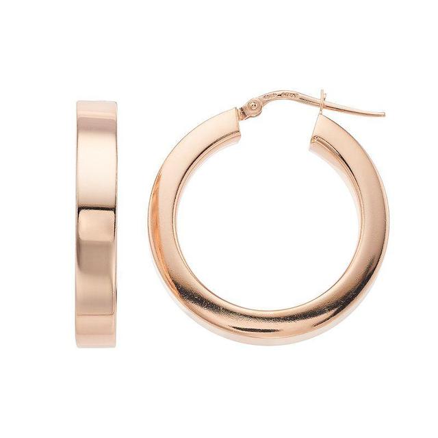 Sterling Silver Hollow Square Hoop Earrings, Womens, 14k Gold Over Product Image