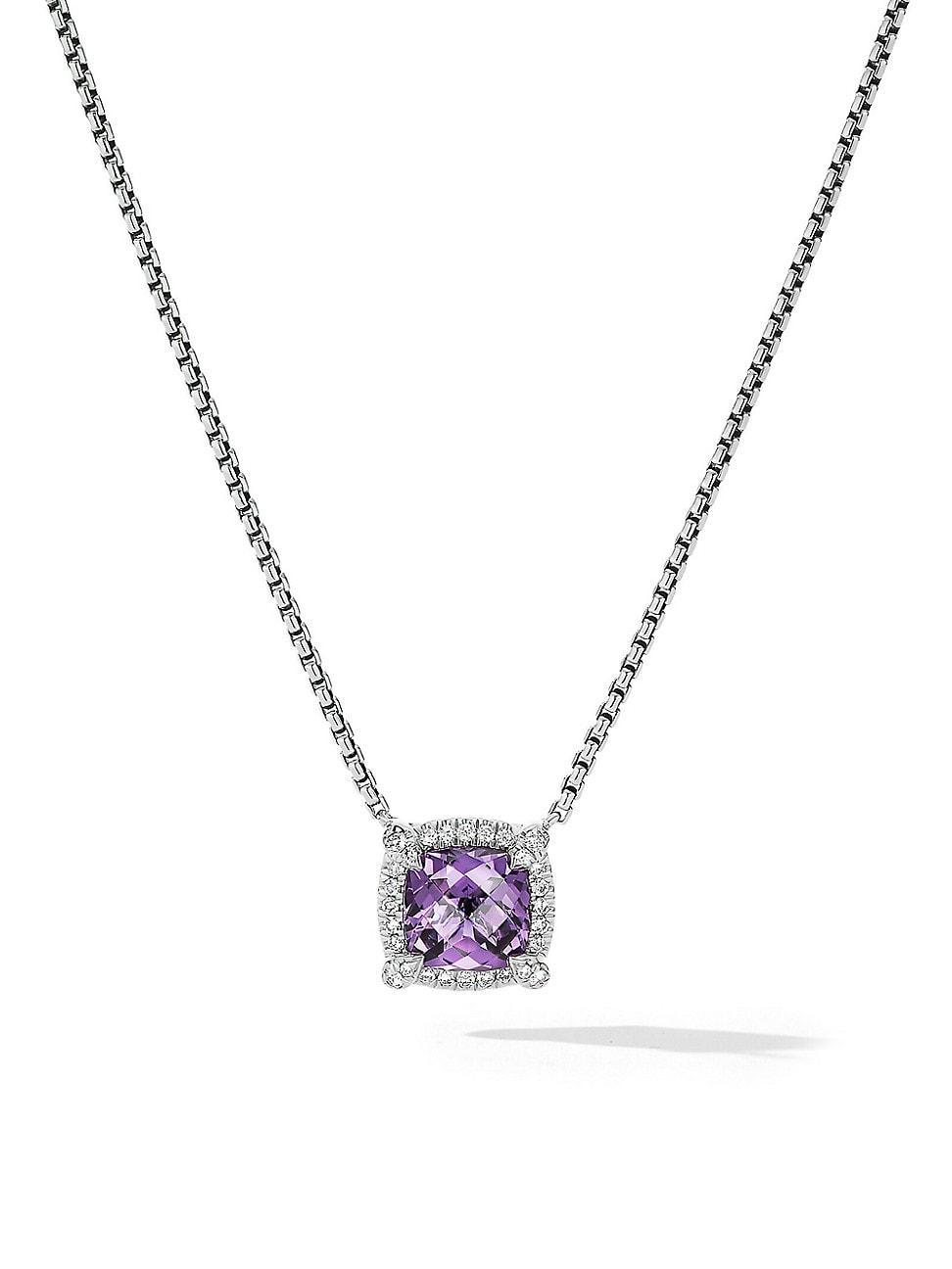 Womens Petite Chatelaine Pav Bezel Pendant Necklace with Diamonds Product Image