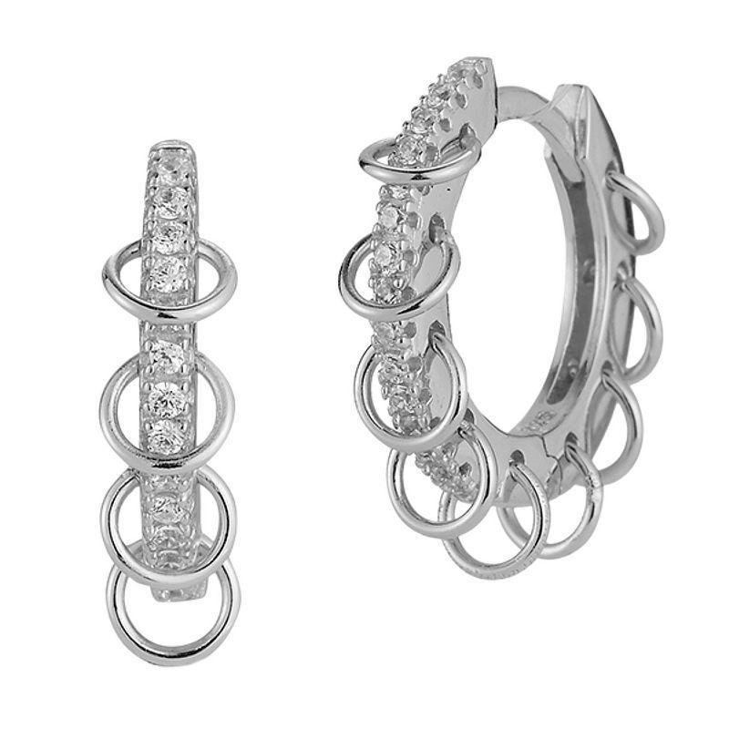 Sunkissed Sterling Cubic Zirconia Multi-Ring Huggie Hoop Earrings, Womens, Silver Tone Product Image