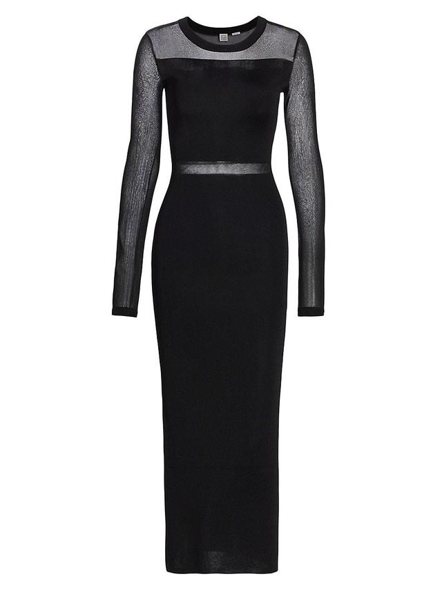 Toteme Semi Sheer Knitted Cocktail Dress in Black - Black. Size L (also in ). Product Image