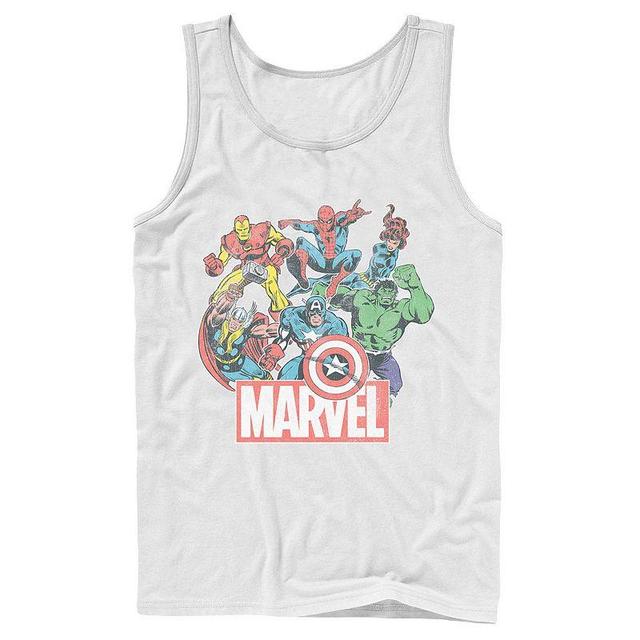 Mens Marvel Avengers Team Retro Comic Vintage Tank Top Athletic Grey Product Image