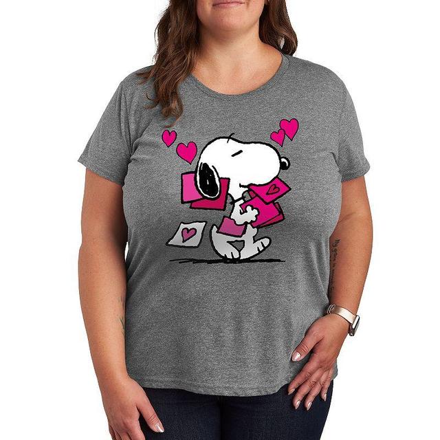 Plus Peanuts Snoopy Valentines Cards Graphic Tee, Womens Product Image