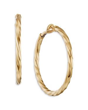 Womens Cable Edge Hoop Earrings In Recycled 18K Yellow Gold - Yellow Gold Product Image