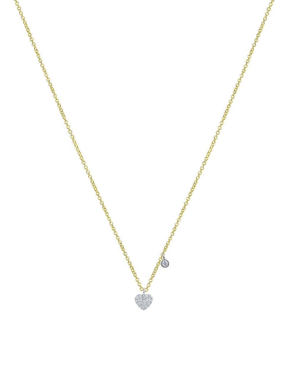 Womens Two-Tone 14K Gold & .06 TCW Diamond Heart Pendant Necklace Product Image